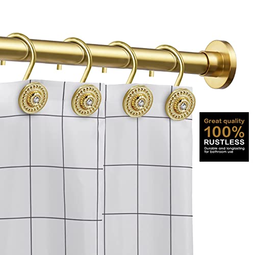 iToplin Gold Shower Hooks & Rings Set of 12 - Rust Proof Metal Decorative Hangers for Bathroom Shower Curtain Rod - Image 3