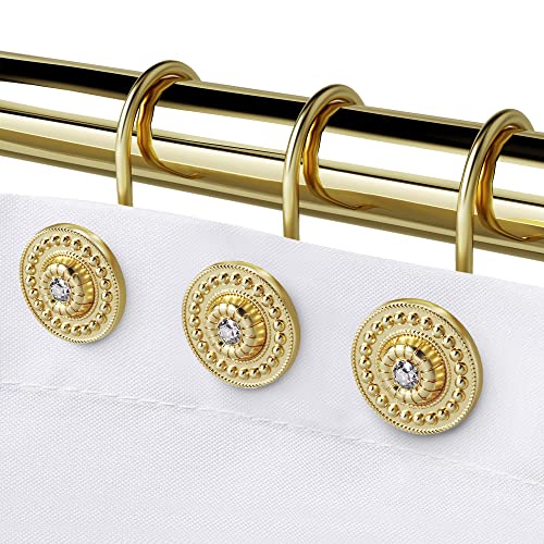 iToplin Gold Shower Hooks & Rings Set of 12 - Rust Proof Metal Decorative Hangers for Bathroom Shower Curtain Rod - Image 1