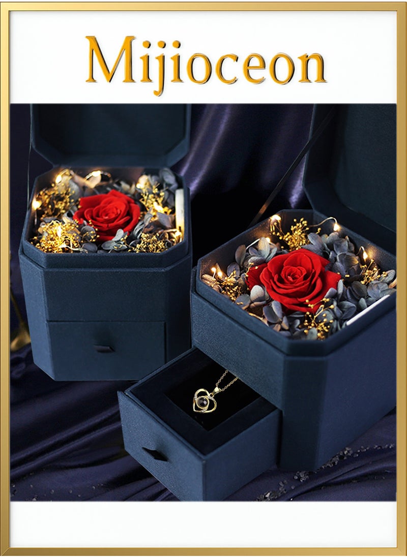 Mijioceon Preserved Rose Flowers with Necklace -in Jewelry Box for Mom Girlfriend Wife On Valentines Day Mothers Day Birthday Anniversary Romantic Gifts, Creative Gift Box,Romantic Gifts for Her  - Image 3
