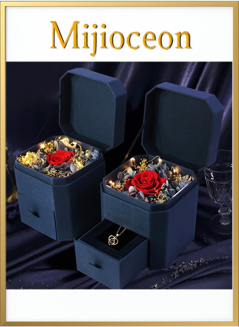 Mijioceon Preserved Rose Flowers with Necklace -in Jewelry Box for Mom Girlfriend Wife On Valentines Day Mothers Day Birthday Anniversary Romantic Gifts, Creative Gift Box,Romantic Gifts for Her  - Image 4