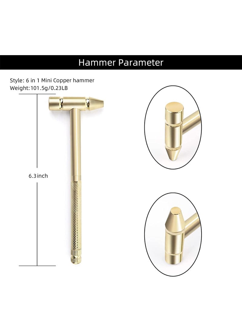 VIPREKHO - VIPREKHO 5 in 1 Small HammerSmall Round Hammer Multifunctional Copper Hammer Screwdriver with Bottle Opener Musical Acessories Toolkit and Screwdriver Hand Repairing ToolsSet of 1 Multi Color - Image 1