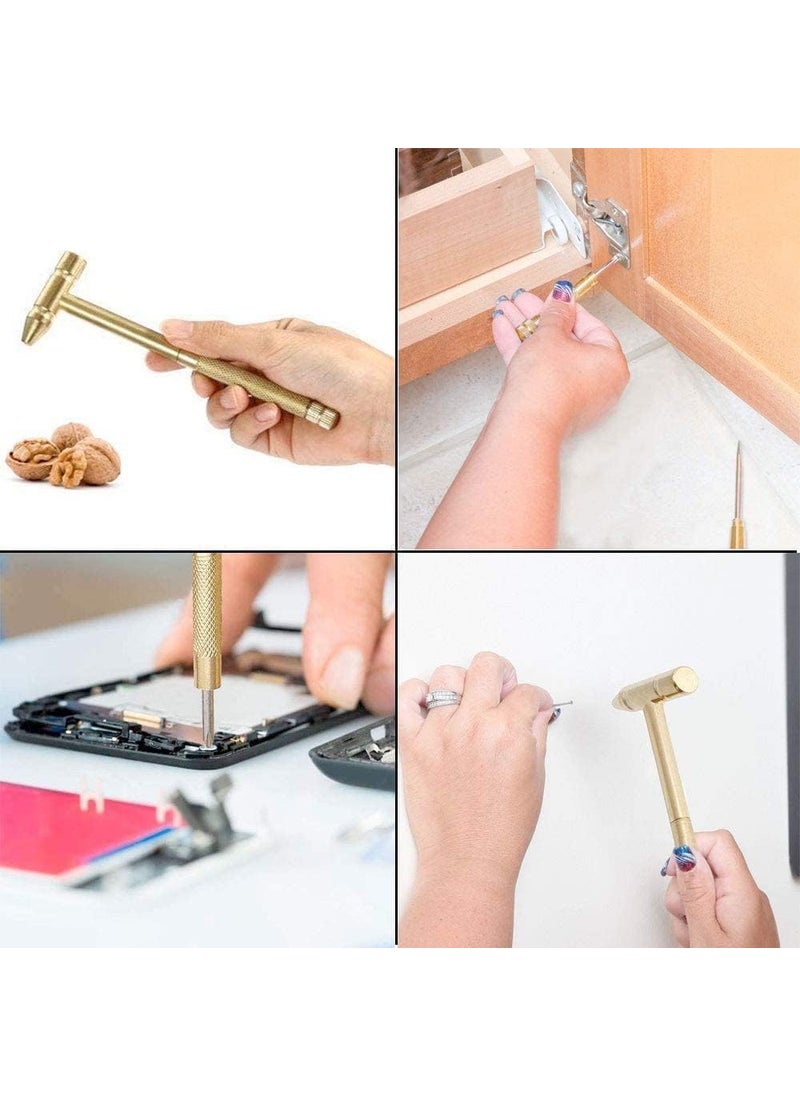 VIPREKHO - VIPREKHO 5 in 1 Small HammerSmall Round Hammer Multifunctional Copper Hammer Screwdriver with Bottle Opener Musical Acessories Toolkit and Screwdriver Hand Repairing ToolsSet of 1 Multi Color - Image 1