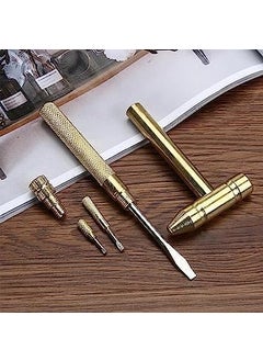 VIPREKHO VIPREKHO 5 in 1 Small HammerSmall Round Hammer Multifunctional Copper Hammer Screwdriver with Bottle Opener Musical Acessories Toolkit and Screwdriver Hand Repairing ToolsSet of 1 Multi Color  - Image 3