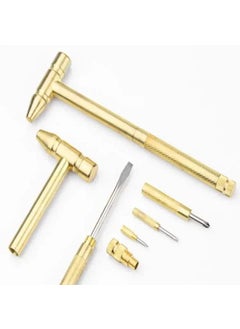 VIPREKHO VIPREKHO 5 in 1 Small HammerSmall Round Hammer Multifunctional Copper Hammer Screwdriver with Bottle Opener Musical Acessories Toolkit and Screwdriver Hand Repairing ToolsSet of 1 Multi Color  - Image 1
