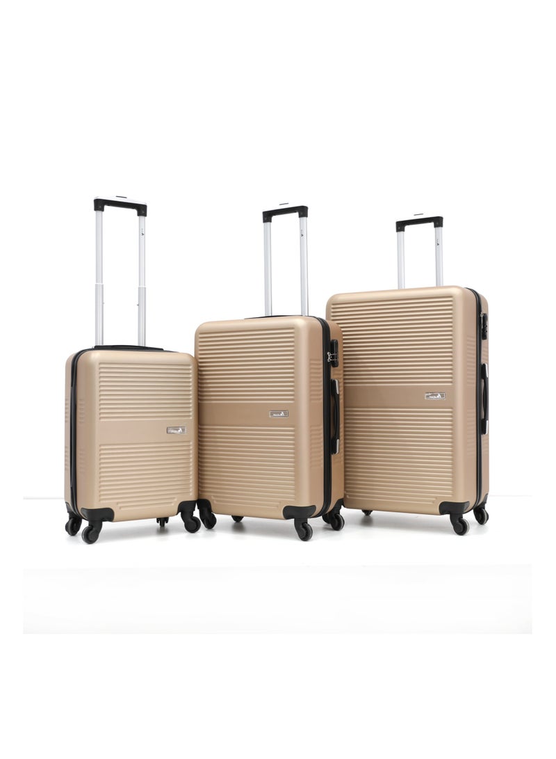 MELIFE Hardshell Luggage Trolley Bag 3 Pieces Set With Spinner Wheels,Champagne (S-20inch,M-24inch,L-28inch) - Image 1
