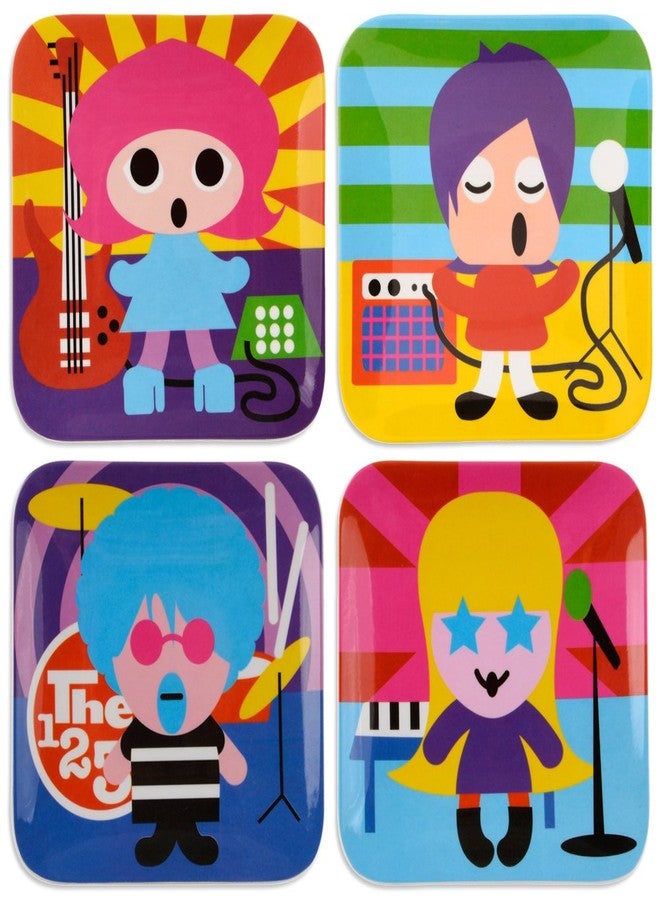 French Bull - BPA Free Children's Dinner Set - 8-Inch Melamine Kids Plate Set - Rock Star, Set of 4 - Image 1