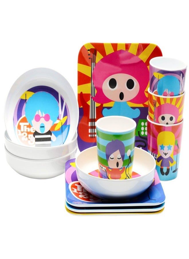 French Bull - BPA Free Children's Dinner Set - 8-Inch Melamine Kids Plate Set - Rock Star, Set of 4 - Image 2