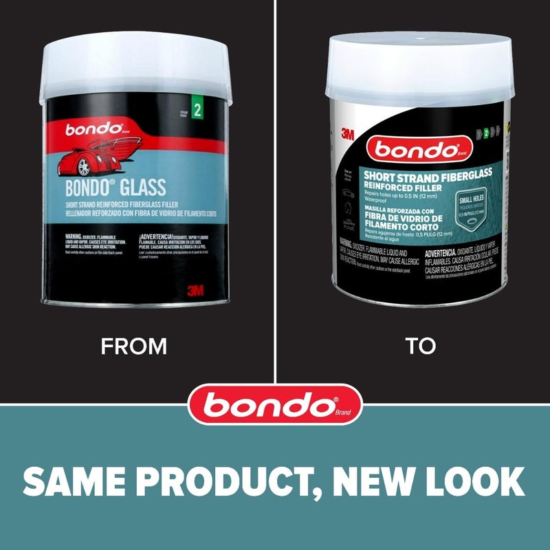 Bondo 3M Short Strand Fiberglass Reinforced Filler 21 oz (595.34 g) with Cream Hardener 0.5 oz (14g), Repair Holes Up To 0.5 IN, Waterproof (SS-PT-ES) - Image 2