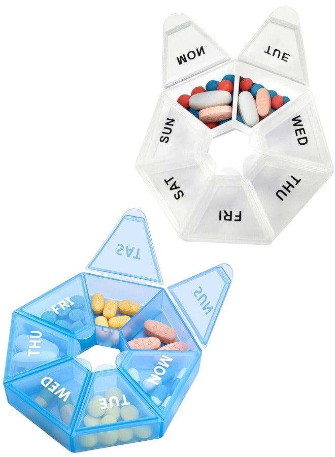 Daily Pill and Vitamin Organizer, Daily Pill Dispenser, Travel and Purse Friendly - 2 Pack - Image 1