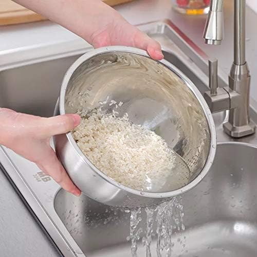 YUDONG Stainless Steel Rice Washing BowlWith Side Drainer Stainless Steel Large Capacity Fruit Vegetables Practical Washing Bowl Kitchen Supplies Rice Sieve Durable - Image 5