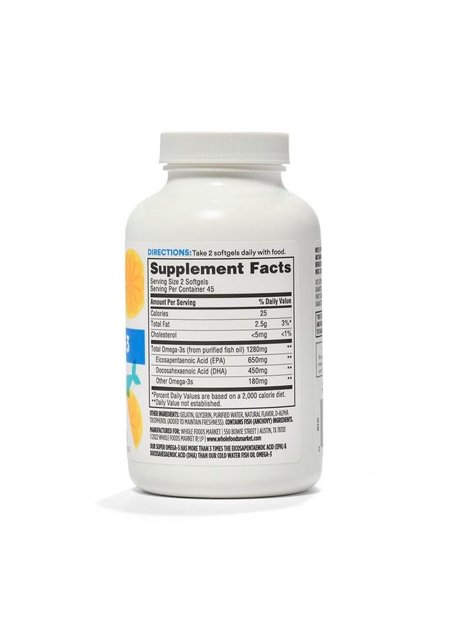 365 by Whole Foods Market Whole Foods Market, Super Omega 3 Whole Foods 1280 Mg, 90 Softgels  - Image 3