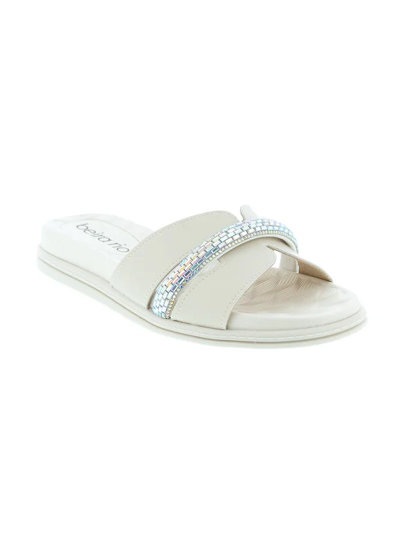 بيرا ريو Beira Rio Ladies Flat Sandals Off White | Made In Brazil