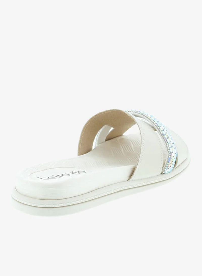 Beira Rio Off White Flat Sandals for Women – Stylish Ladies Flat Sandals & Comfortable Flat Slippers for Women | Best Price UAE