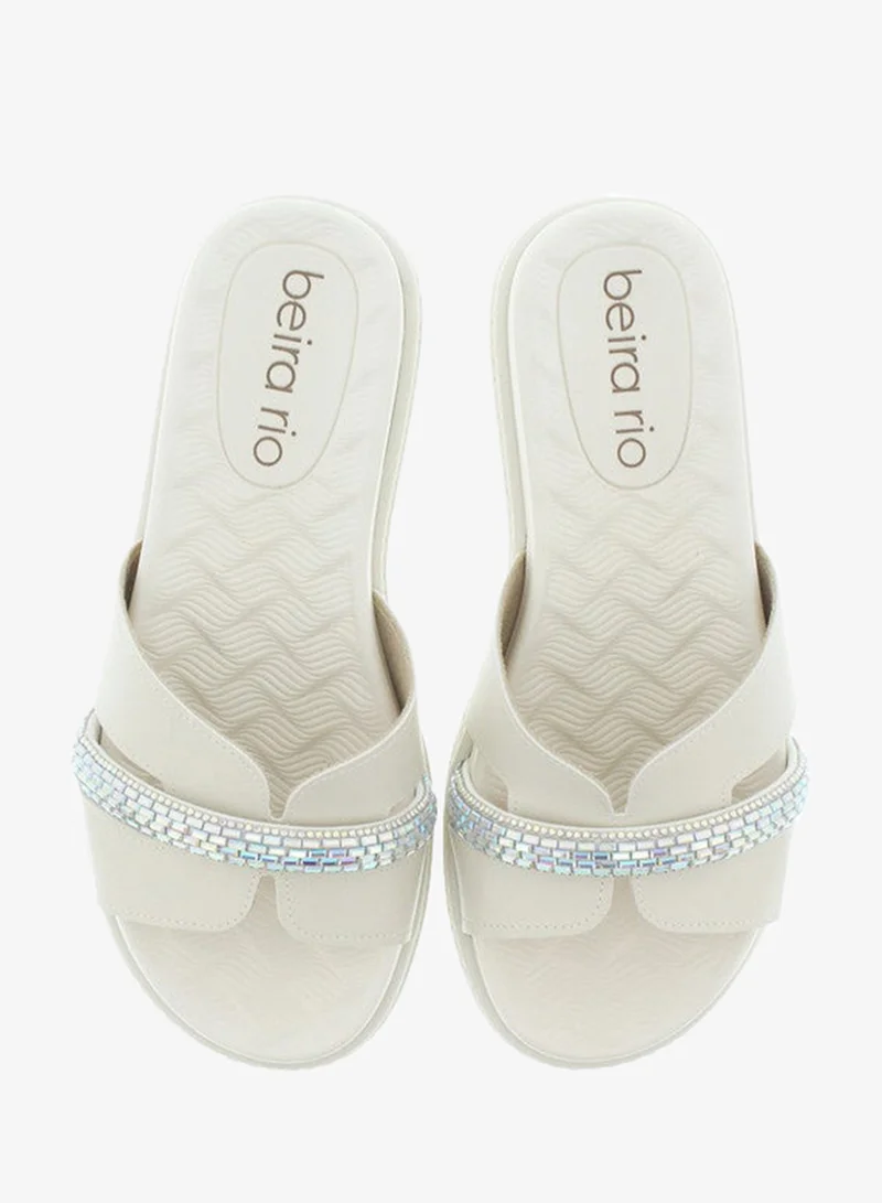 Beira Rio Off White Flat Sandals for Women – Stylish Ladies Flat Sandals & Comfortable Flat Slippers for Women | Best Price UAE