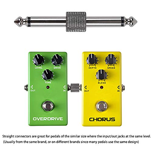 Rayzm Guitar Pedal Connectors, 6.35mm (1/4") Male to Male Straight Plug Adaptors for Guitar Pedalboard - Pack of 4 - Image 3