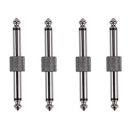 Rayzm Guitar Pedal Connectors, 6.35mm (1/4") Male to Male Straight Plug Adaptors for Guitar Pedalboard - Pack of 4 - Image 1