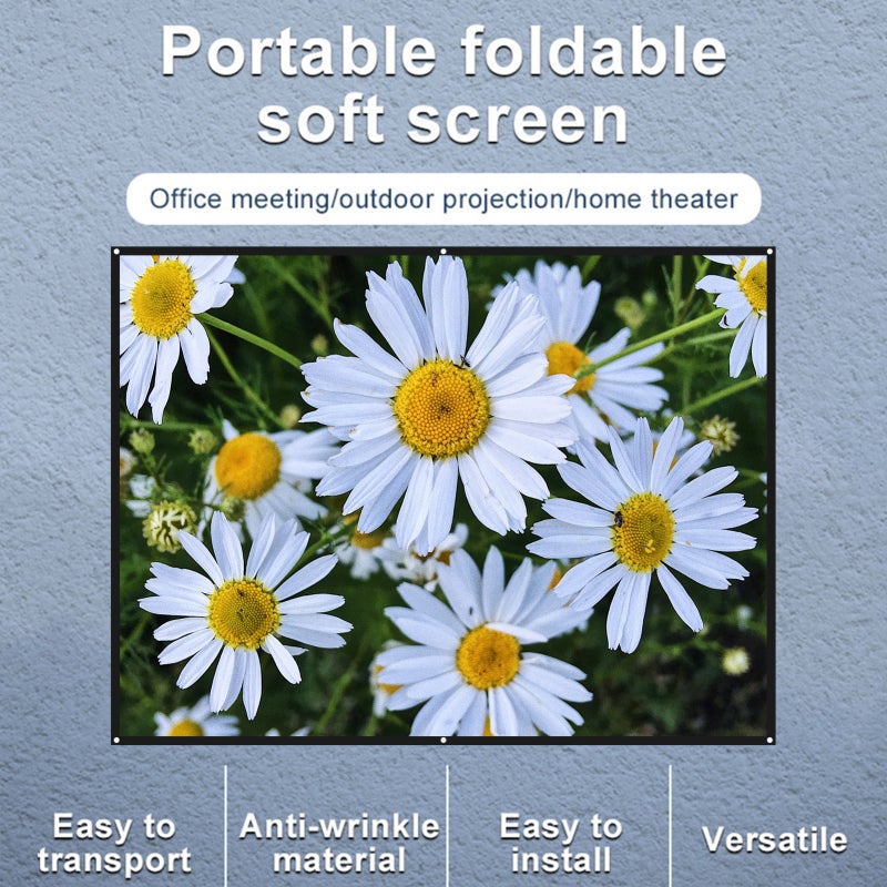 Portable Projector Screen 84-Inch 4K HD Foldable Milk Silk Fabric - Quick Installation for Home Theater Indoor Outdoor Events - Image 2