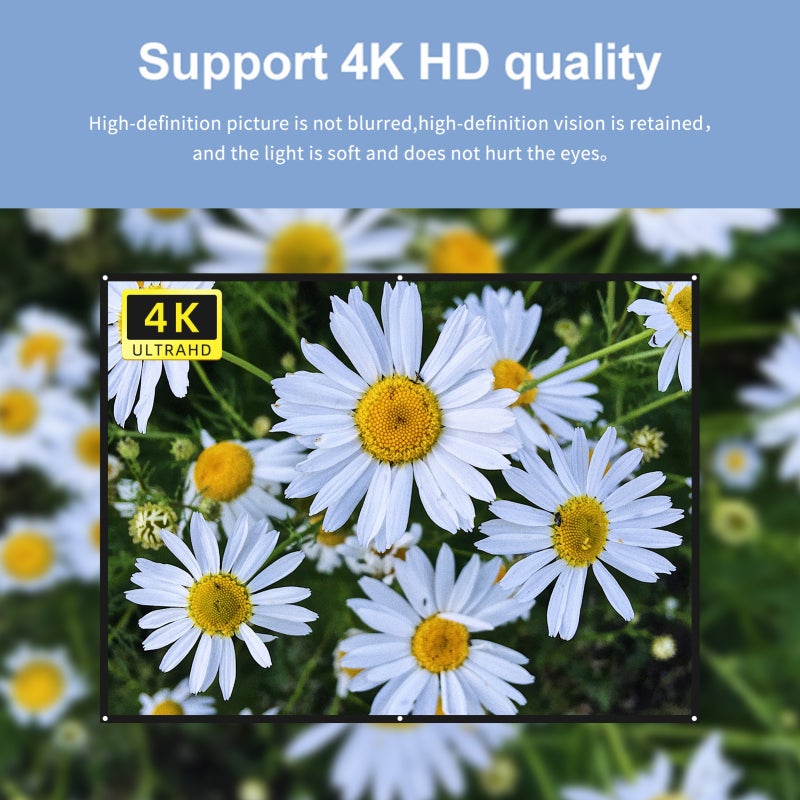 Portable Projector Screen 84-Inch 4K HD Foldable Milk Silk Fabric - Quick Installation for Home Theater Indoor Outdoor Events - Image 3