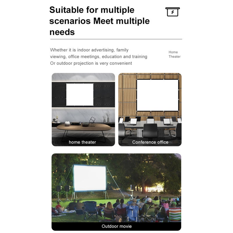 Portable Projector Screen 84-Inch 4K HD Foldable Milk Silk Fabric - Quick Installation for Home Theater Indoor Outdoor Events - Image 5