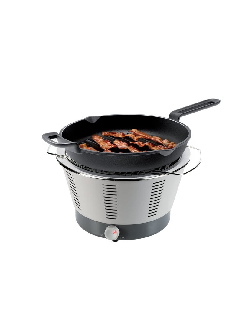 tescoma مقلاة شواء عميقة من الحديد الزهر كبيرة مقلاة قلاية من الحديد الزهر مقلاة شواء من الحديد الزهر مقلاة قلاية من الحديد الزهر مع مقبض ومخرجين للصب قطر 28 سم - Image 2