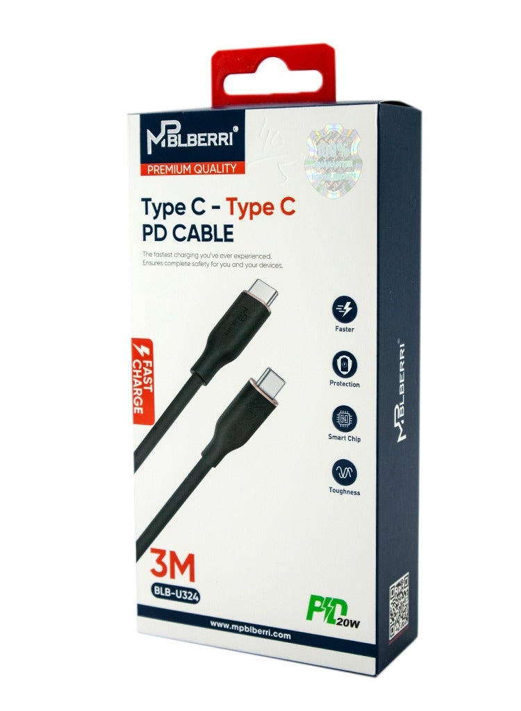 mpBLBERRI Type C - Type C PD Cable 3M | mpBLBERRI BLB-U324 - Image 3