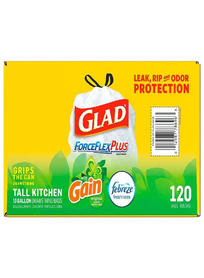 Glad Glad Forceflexplus 13-Gallon Tall Kitchen Drawstring Trash Bags 120 Ct - Image 2
