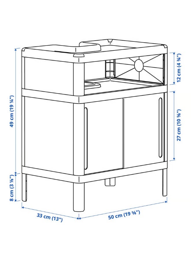 سي او أرماء خزانة قاعدة لحوض غسيل, مع أبواب سحّابة/أخضر, ‎50x33x57 سم‏ - Image 2