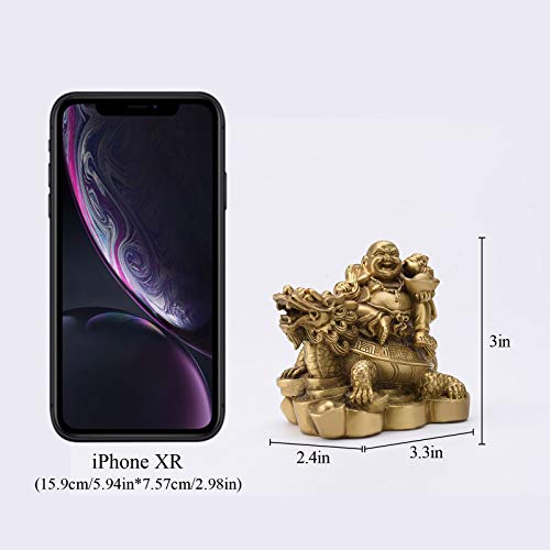 BRASSTAR 3.3”(H) Ruyi Laughing Buddha and Turtle-Wealth Good Fortune Health Buddha Statue for Home Office Decor TQZDPT72 - Image 2