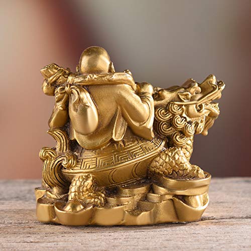 BRASSTAR 3.3”(H) Ruyi Laughing Buddha and Turtle-Wealth Good Fortune Health Buddha Statue for Home Office Decor TQZDPT72 - Image 5