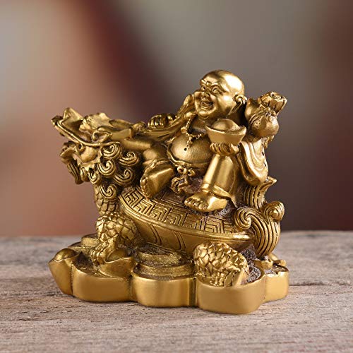 BRASSTAR 3.3”(H) Ruyi Laughing Buddha and Turtle-Wealth Good Fortune Health Buddha Statue for Home Office Decor TQZDPT72 - Image 4