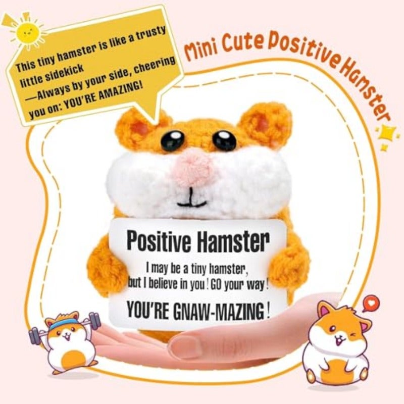 Mothers Day and Birthday Gifts for Daughter Girls Boys Funny Handmade Hamster Plush Positive Crochet Animal Cute Gift for Teenagers Sister Women Friend Coworker - Image 3