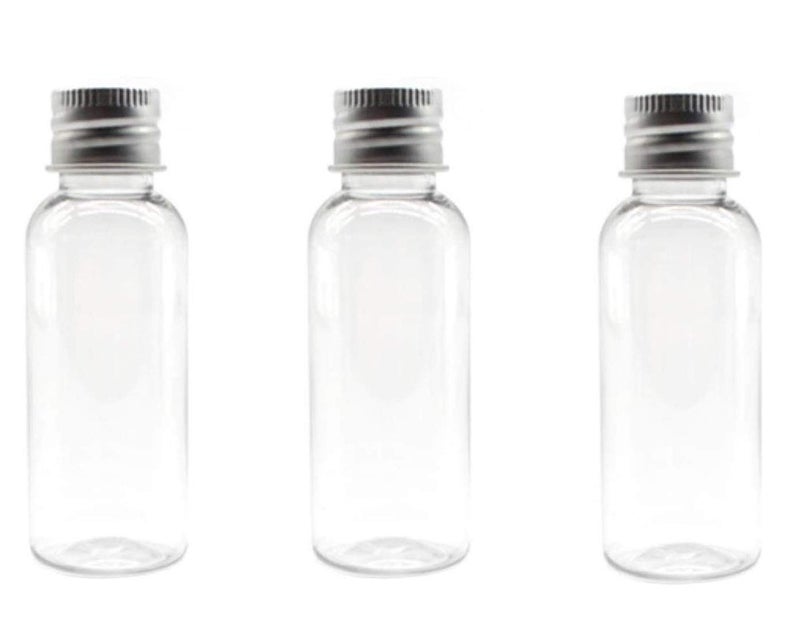 12PCS 1oz  30Ml Empty Clear PET Plastic Tube Bottle Containers With Silver Aluminum Screw Cap For Makeup Lotion Essential Oils Creams Powders Moisture Smaples
