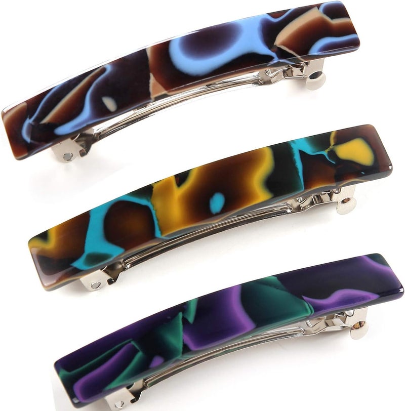Fsmiling Hair Barrettes for Women French Hair Barrette Clip Small Acetate Hair Clips Barrette No Slip Hair Accessories 3-Pack - Image 1