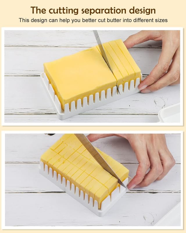 Omdhanu Butter Dish with Cutter- Multipurpose Butter Dish Keeper with Sealed Plastic Lid and Cutter Slicer, Butter Box with Cutting Guide, Cheese & Butter Keeper Container Case for Kitchen - Image 4