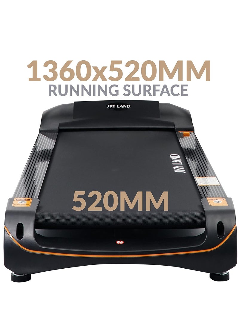 سكاي لاند جهاز المشي القابل للطي بمحرك بقوة 5.5 حصان | مكبر صوت بلوتوث، مدلك مدمج، ميل تلقائي | جهاز جري هادئ للياقة البدنية في المنزل | شاشة LED، امتصاص الصدمات، سعة 130 كجم | EM-1277 - Image 4