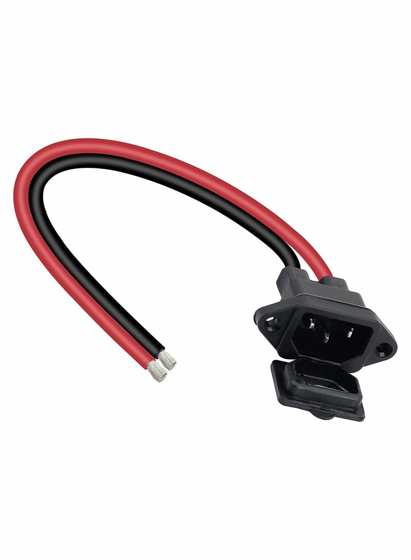 Y&D IEC 320 C14 Male 3 Pins Mount 10AWG AC Power DIY Waterproog Dustproof Inlet Socket Cable and 2 Untreated Wiring Stripped for Car Home Appliances Computer 28CM - Image 1