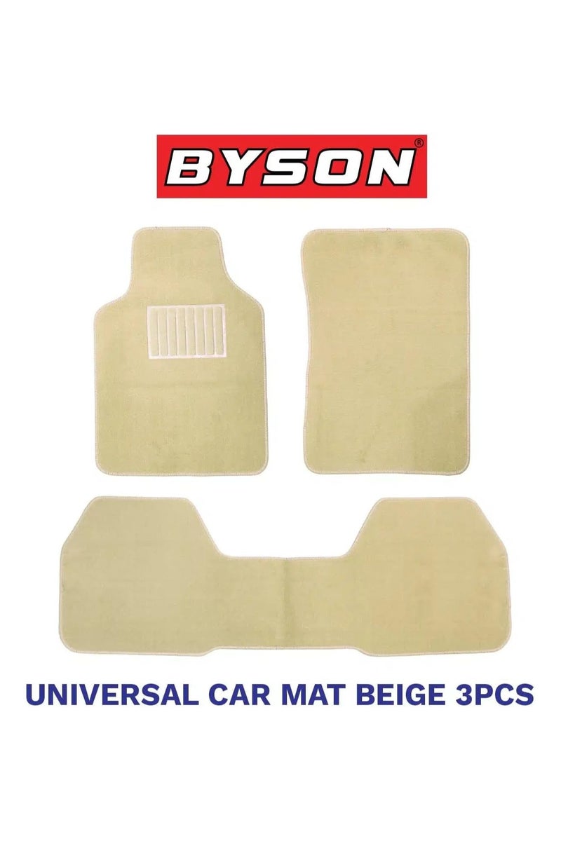 BYSON Durable Waterproof Car Floor Mats 3-Piece Set - Universal Fit Foot Mats for Sedan SUV - Soft Non Slip Heavy Duty Interior Carpet Protector - Easy to Clean Front and Rear Vehicle Mats (Beige) - Image 1