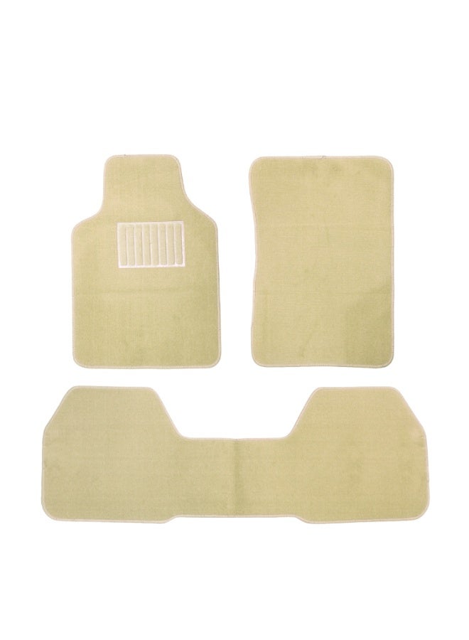 BYSON Durable Waterproof Car Floor Mats 3-Piece Set - Universal Fit Foot Mats for Sedan SUV - Soft Non Slip Heavy Duty Interior Carpet Protector - Easy to Clean Front and Rear Vehicle Mats (Beige) - Image 5