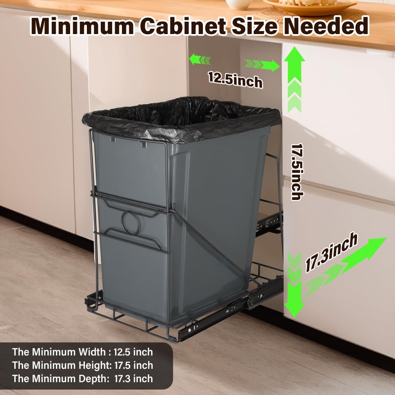 pbugac Stainless Steel Kitchen Adjustable Trash Can Holder, Heavy Duty Cabinet Pull Out Kit, Fit 7-11 Gallon Trash Can, Black(Trash Can Not Included) - Image 4