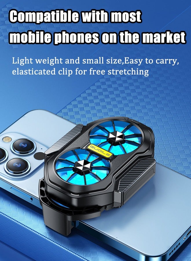 Phone Cooler with LED Light, Dual Fan USB Rechargeable Mobile Cooling Fan without Noise, Cellphone Radiator for Playing Games Tiktok for Universal iPhone/Android Smartphone - Image 5