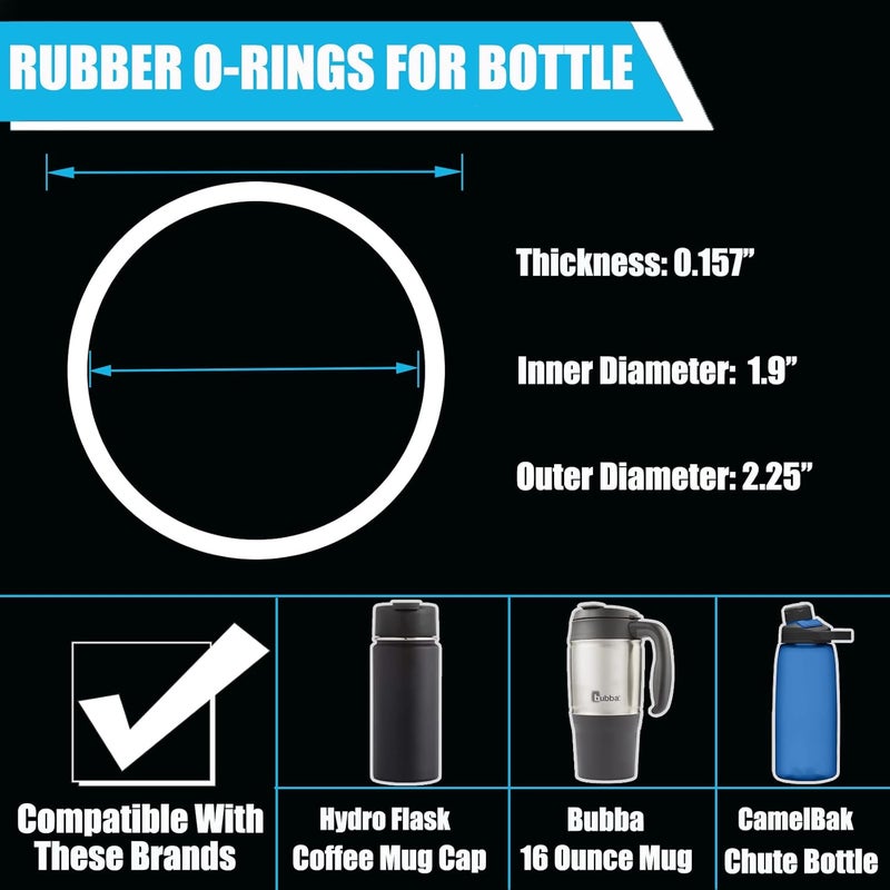 Greant 6 PCS O Ring for HydroFlask Wide Mouth Lid, 2'' to 2.3'' Rubber Seal for Hydro Flask Lid, fit Hydroflask Gasket Replacement, 3 Sizes for Different Lids - Image 3