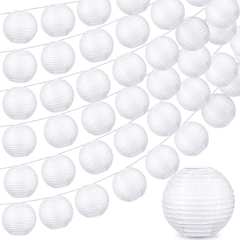 Hortsun 40 Pcs 3 Inch White Chinese Paper Lanterns Wedding Party Decorative Japanese Hanging Round Paper Lanterns Lamp for WeddingsChristmas Trees Parties Home Decor - Image 1