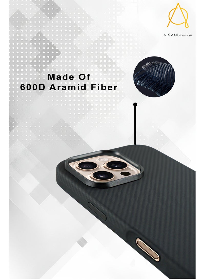 A-Case itsmycase سلسلة Savar مصنوعة من ألياف الأراميد 600D متوافقة مع MagSafe آيفون 16 برو - أسود - Image 3