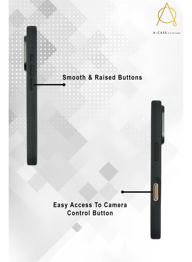 A-Case itsmycase سلسلة Savar مصنوعة من ألياف الأراميد 600D متوافقة مع MagSafe آيفون 16 برو - أسود - Image 4