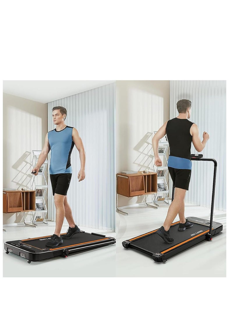 2-in-1 Under Desk Treadmill | Foldable 2.5 HP Walking Pad and Running Machine for Home and Office | Quiet Mini Treadmill with LED Display, Remote Control, and Space-Saving Design - EM-1294
