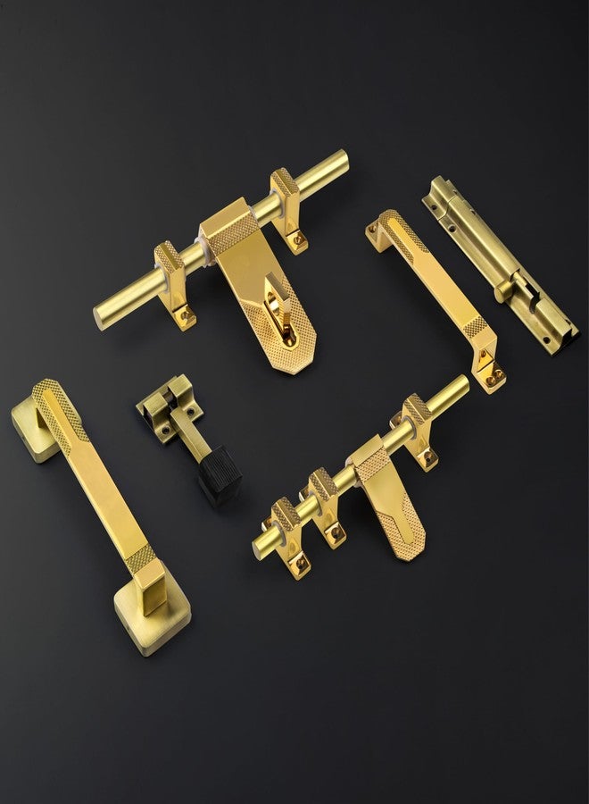 Plantex Stainless Steel Door Kit for Single Door/Door Accessories (10-inch Al-Drop,8-inch Latch,2 Handles of 8 and 7 Inch,7-inch Tower Bolt and 4-inch Door Stopper- (PVD Gold) - Image 1