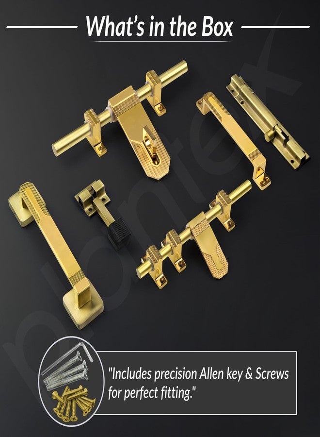 Plantex Stainless Steel Door Kit for Single Door/Door Accessories (10-inch Al-Drop,8-inch Latch,2 Handles of 8 and 7 Inch,7-inch Tower Bolt and 4-inch Door Stopper- (PVD Gold) - Image 5
