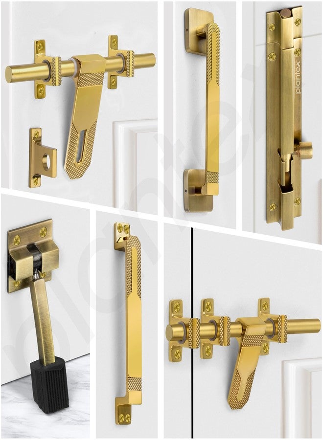 Plantex Stainless Steel Door Kit for Single Door/Door Accessories (10-inch Al-Drop,8-inch Latch,2 Handles of 8 and 7 Inch,7-inch Tower Bolt and 4-inch Door Stopper- (PVD Gold) - Image 2