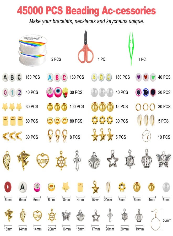 Redtwo 45000 Pcs Clay Beads Bracelet Making Kit, 9 Boxes 192 Colors Friendship Bracelet Kit Flat Polymer Heishi Beads for Jewelry Making, Crafts Gift for Girls Ages 6-12 - Image 3