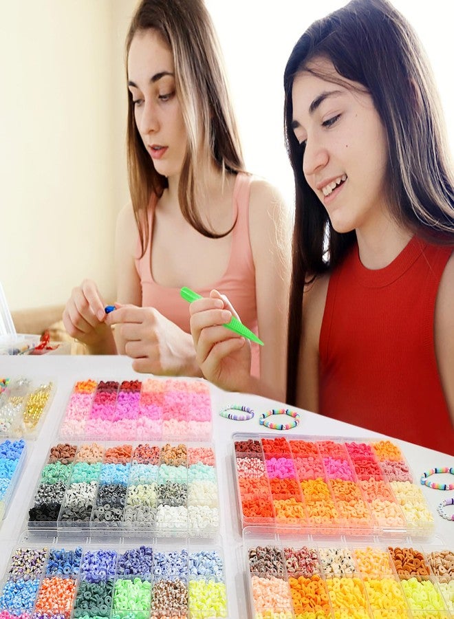 Redtwo 45000 Pcs Clay Beads Bracelet Making Kit, 9 Boxes 192 Colors Friendship Bracelet Kit Flat Polymer Heishi Beads for Jewelry Making, Crafts Gift for Girls Ages 6-12 - Image 5